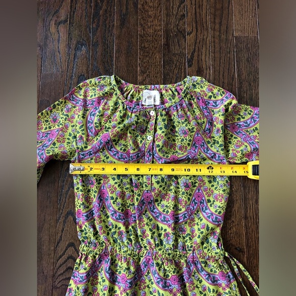 “EUC” Peek Kids Girls L (8Y) Olive Green/Pink Floral 3/4 Sleeves Tunic Dress/Top - Picture 5 of 8